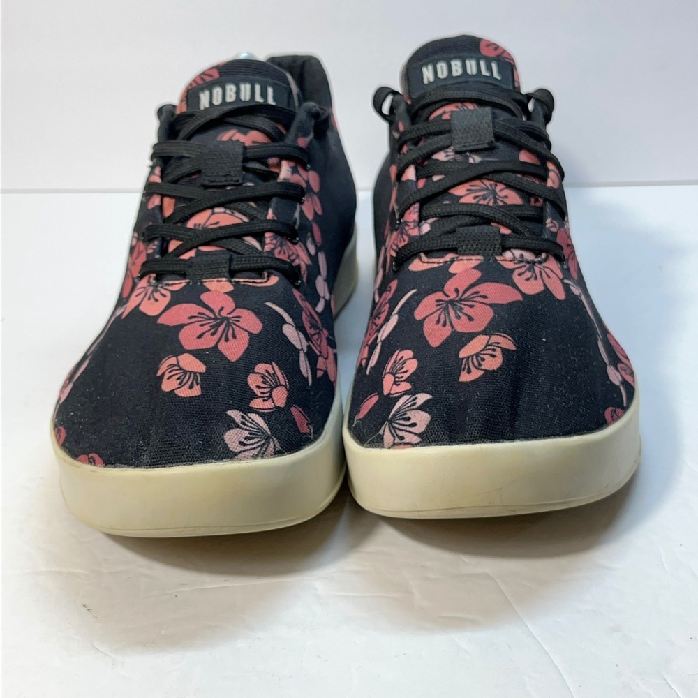 NOBULL Training Shoes W 12.5/M 11 Black Pink Cherry Blossom Floral Canvas Gym - Picture 11 of 12